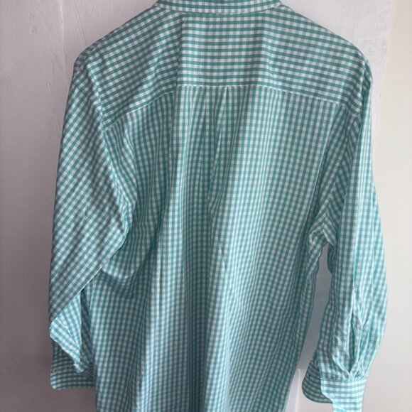 Peter Millar Teal/White Gingham Check Weekender Wash Long Sleeve Button Down L - Picture 13 of 13